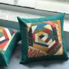 Handcrafted Green Embroidered Decorative Accent Pillow