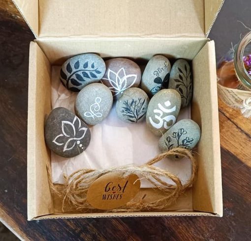 Set Of Hand-painted Stones With Various Adorable Patterns